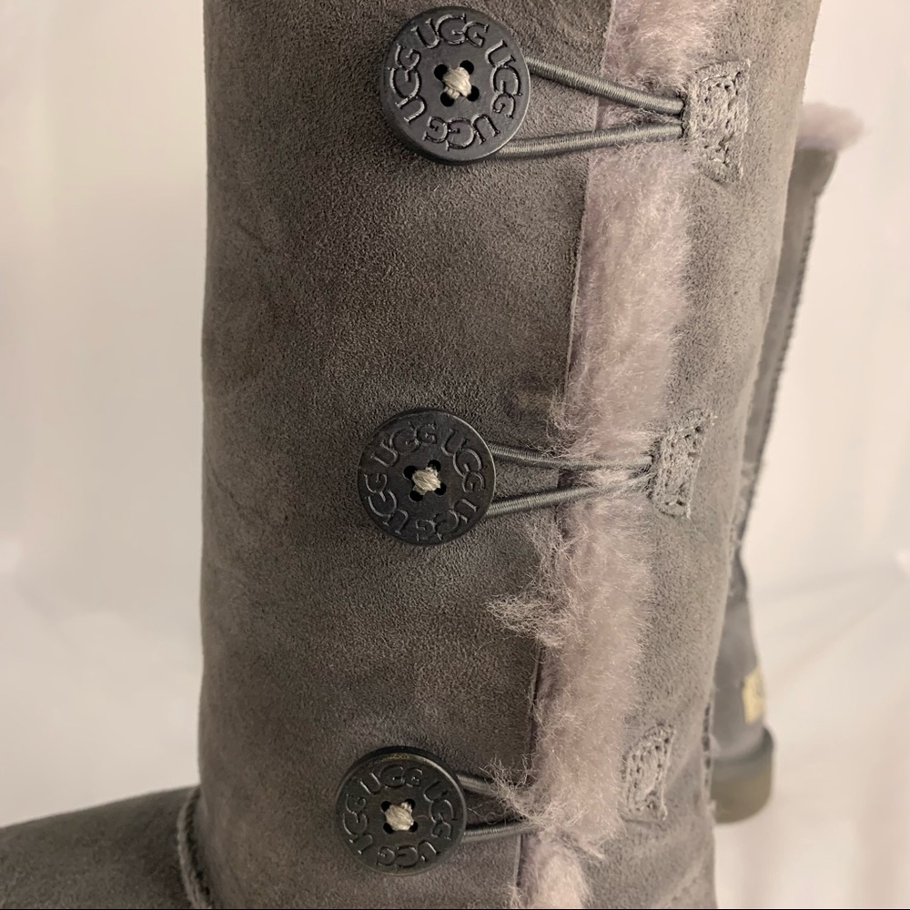 Ugg Bailey Button Gray Boots - Picture 4 of 6